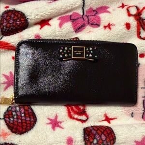 Kate Spade Black Wallet with Studded Bow